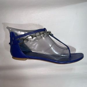 ALEXANDER McQUEEN size 37.5 cobalt thong SANDALS